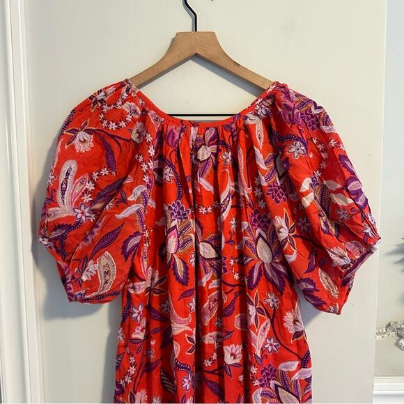 NWT Tuckernuck Sundry Red Cotton Floral Maxi Dress M/L - Picture 7 of 15